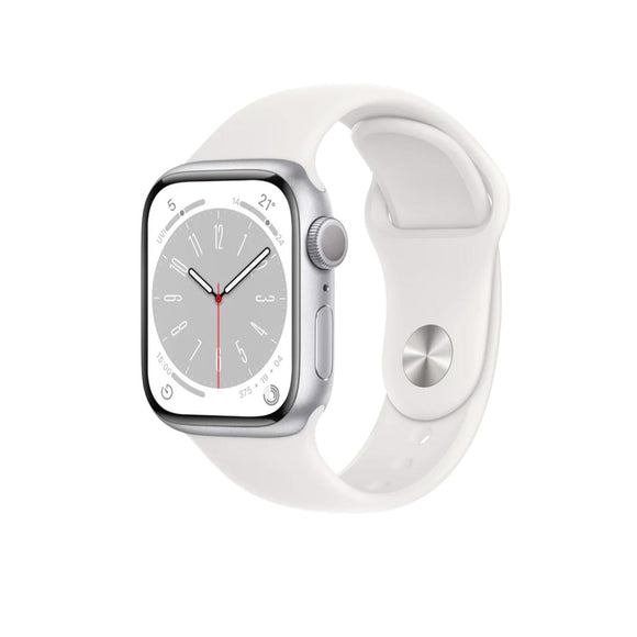 Apple Watch S8 GPS Silver Aluminum w/ Sport Band (White)